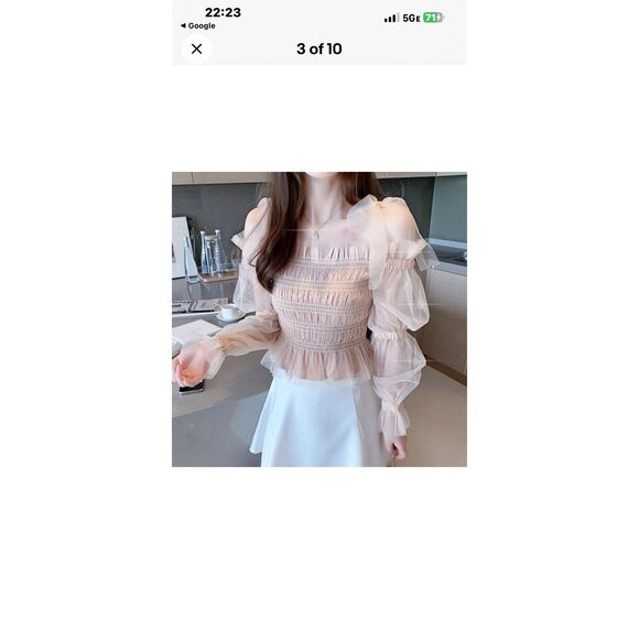 Beulah tulle organza ruffle blouse featuring a sheer, off-the-shoulder whimsical - Picture 3 of 15